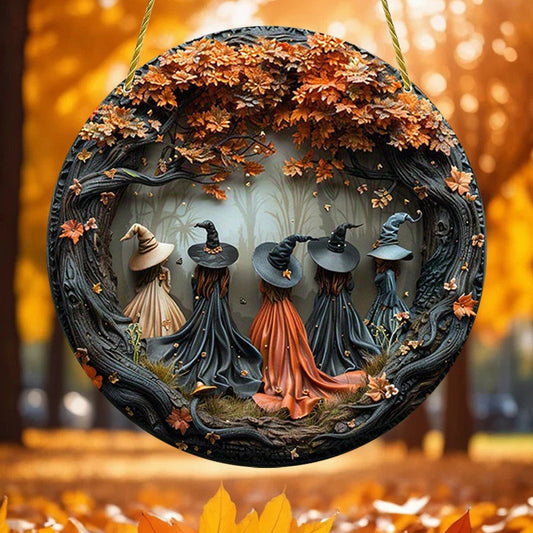 Halloween Witch Hanging Acrylic Wall Sign, 2D Flat Print Window Decor for Indoor Outdoor Display Titan Swords