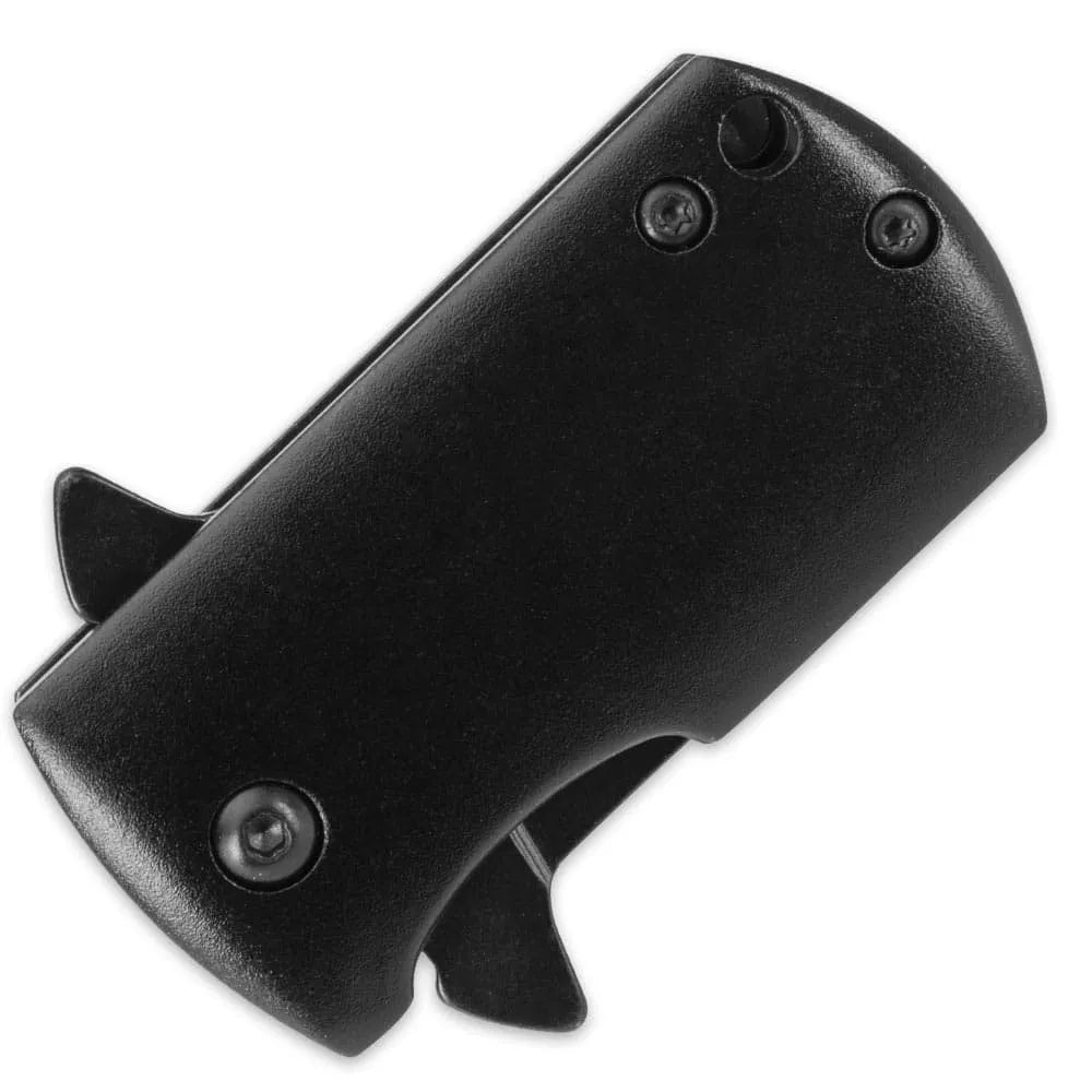 Ultra compact covert assisted opening pocket knife with black aluminum handle