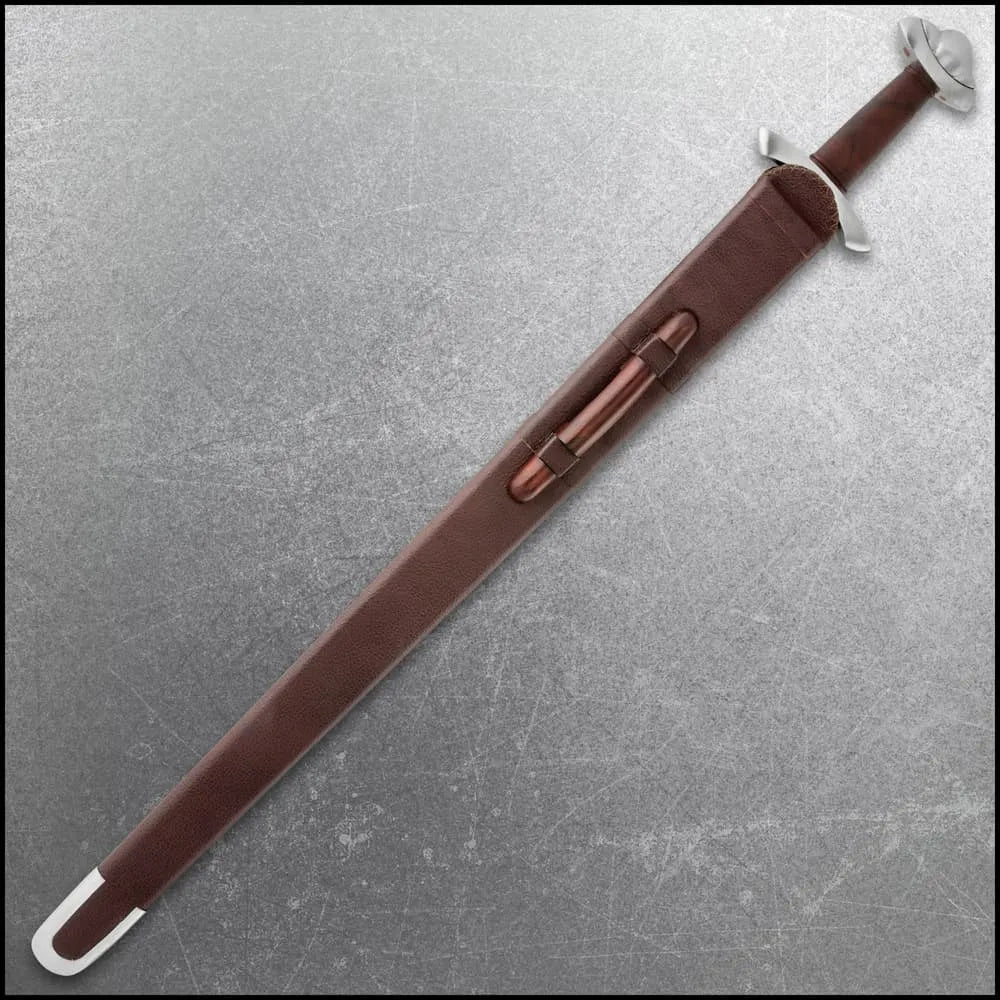 Honshu Historic Forge 10th C. Norse Viking Sword - 1080 carbon steel, brown wooden scabbard included
