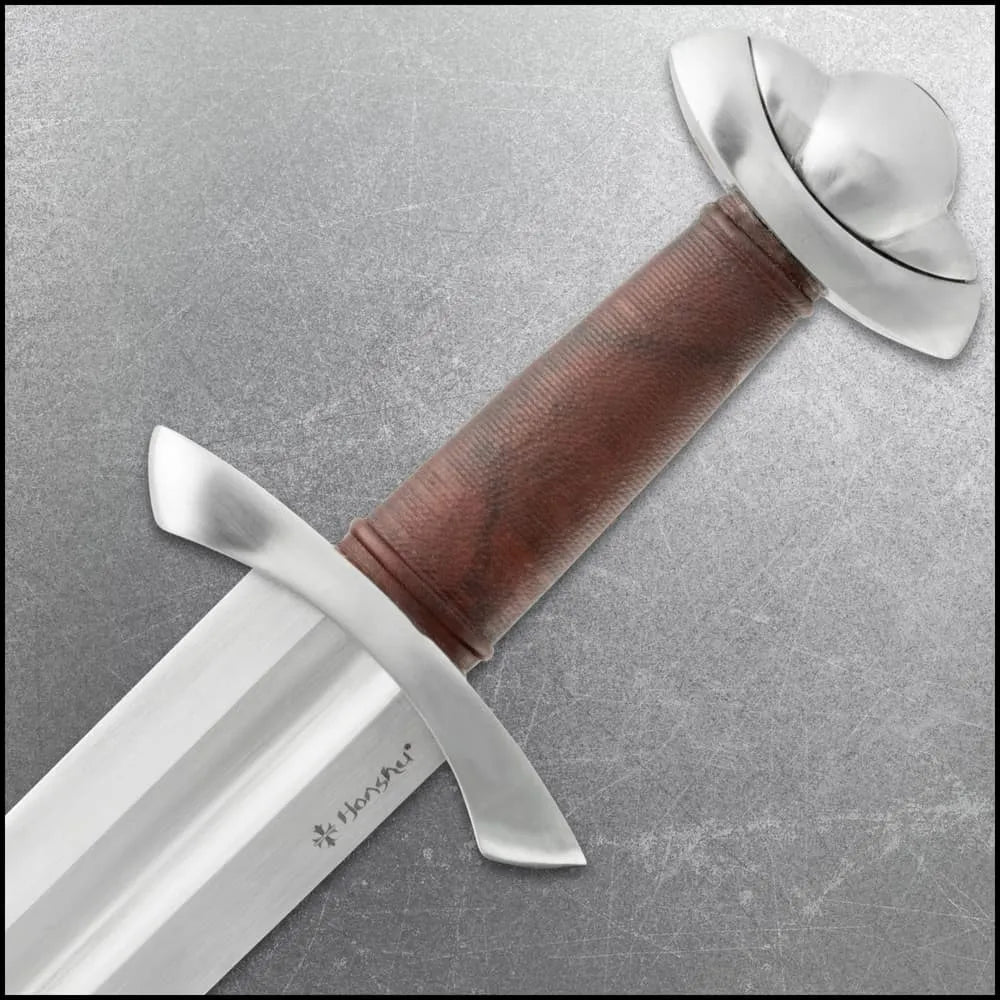 Honshu Historic Forge 10th C. Norse Viking Sword - 1080 carbon steel, brown wooden scabbard included