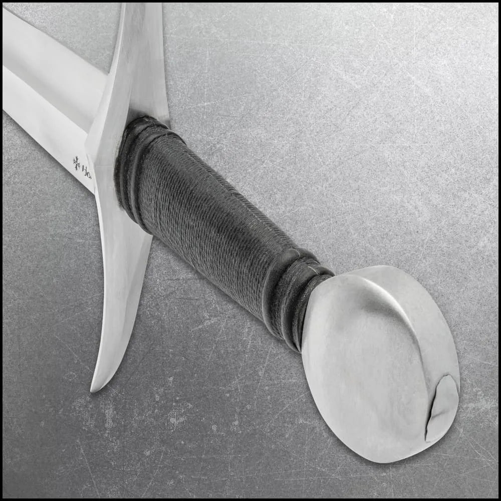 Honshu Historic Forge 14th Century French Arming Sword - 1080 carbon steel, black leather scabbard included