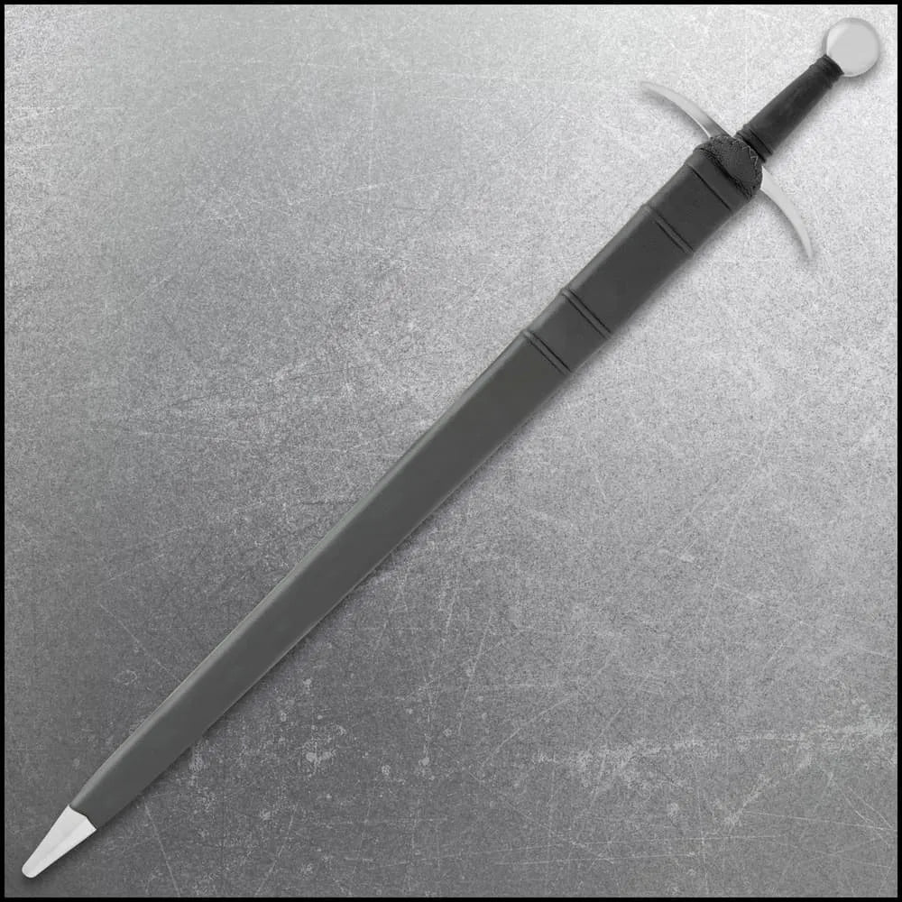 Honshu Historic Forge 14th Century French Arming Sword - 1080 carbon steel, black leather scabbard included