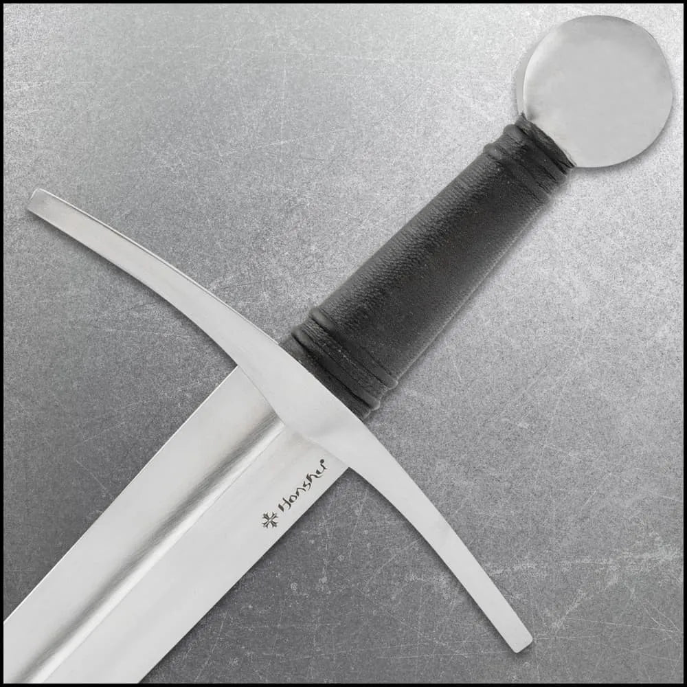 Honshu Historic Forge 15th Century Arming Sword, Oakeshott Type XV design made from 1080 high carbon steel with 38" overall length. Ideal for collectors and medieval décor.