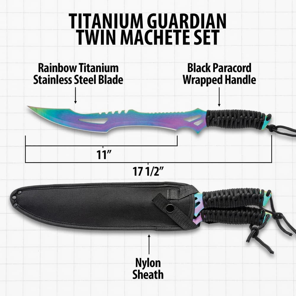 Titanium Guardian Twin Machete Set With Sheath