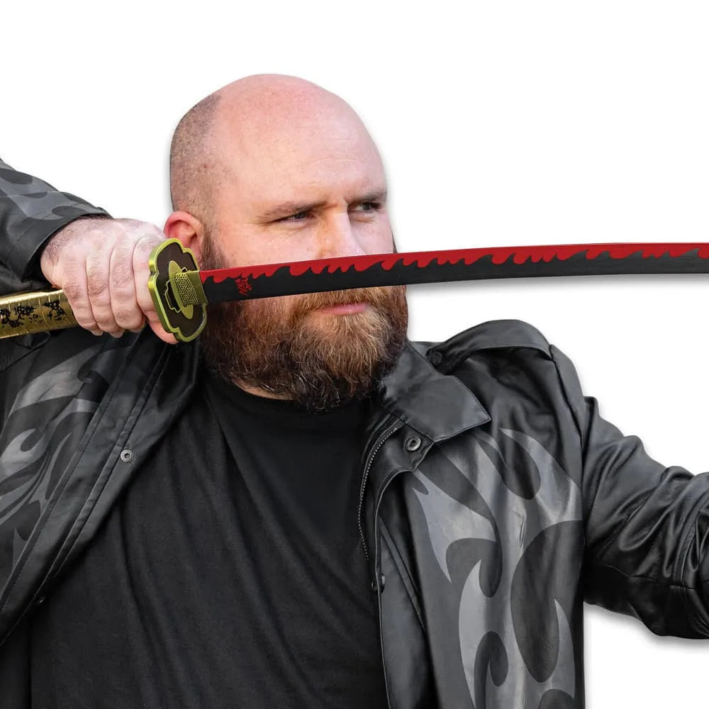 Yoriichi’s Solar Blade Demon Slayer Sword and Scabbard - carbon steel blade, 38" overall