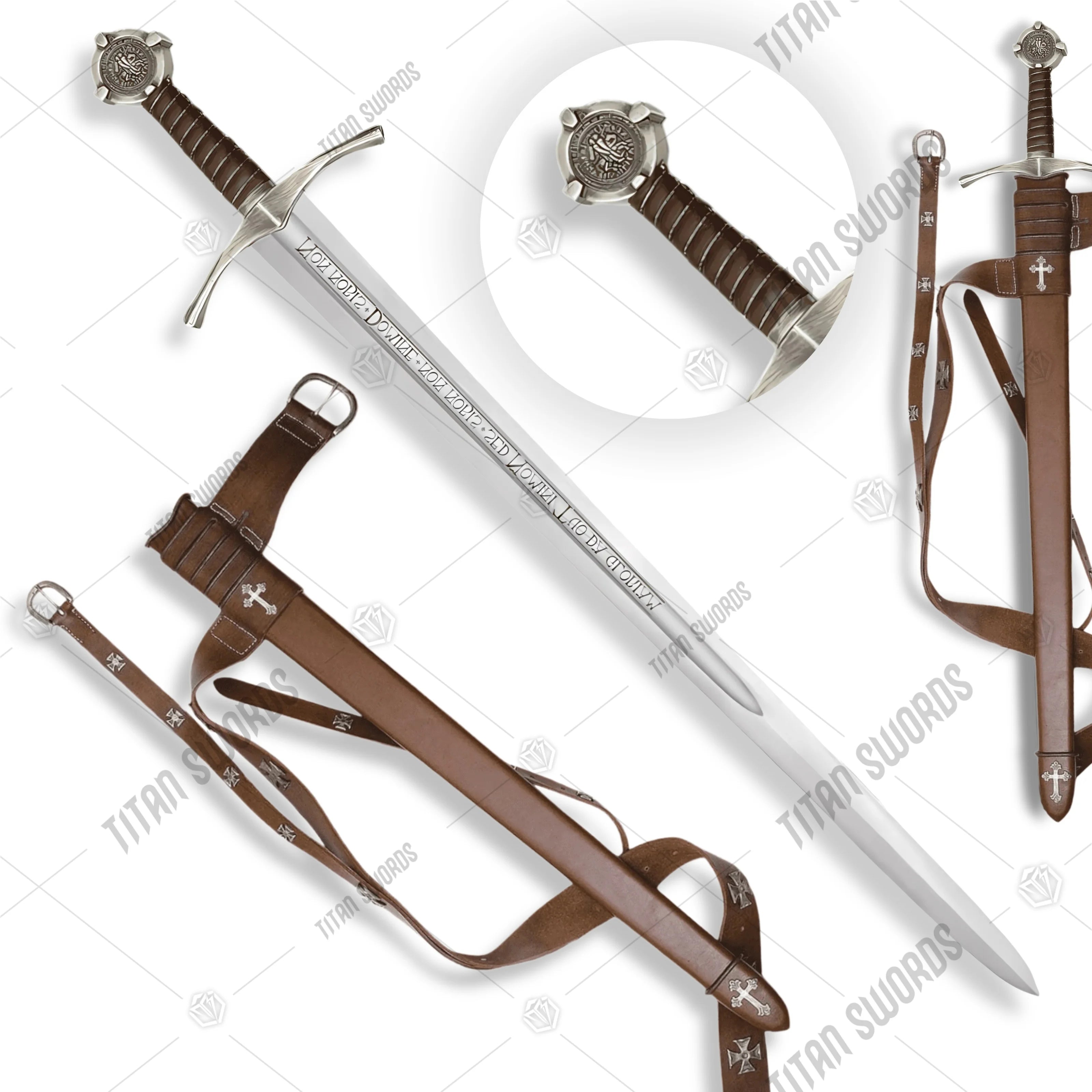 Premium Accolade Knights Templar Grand Master Sword Replica with high-carbon steel blade.