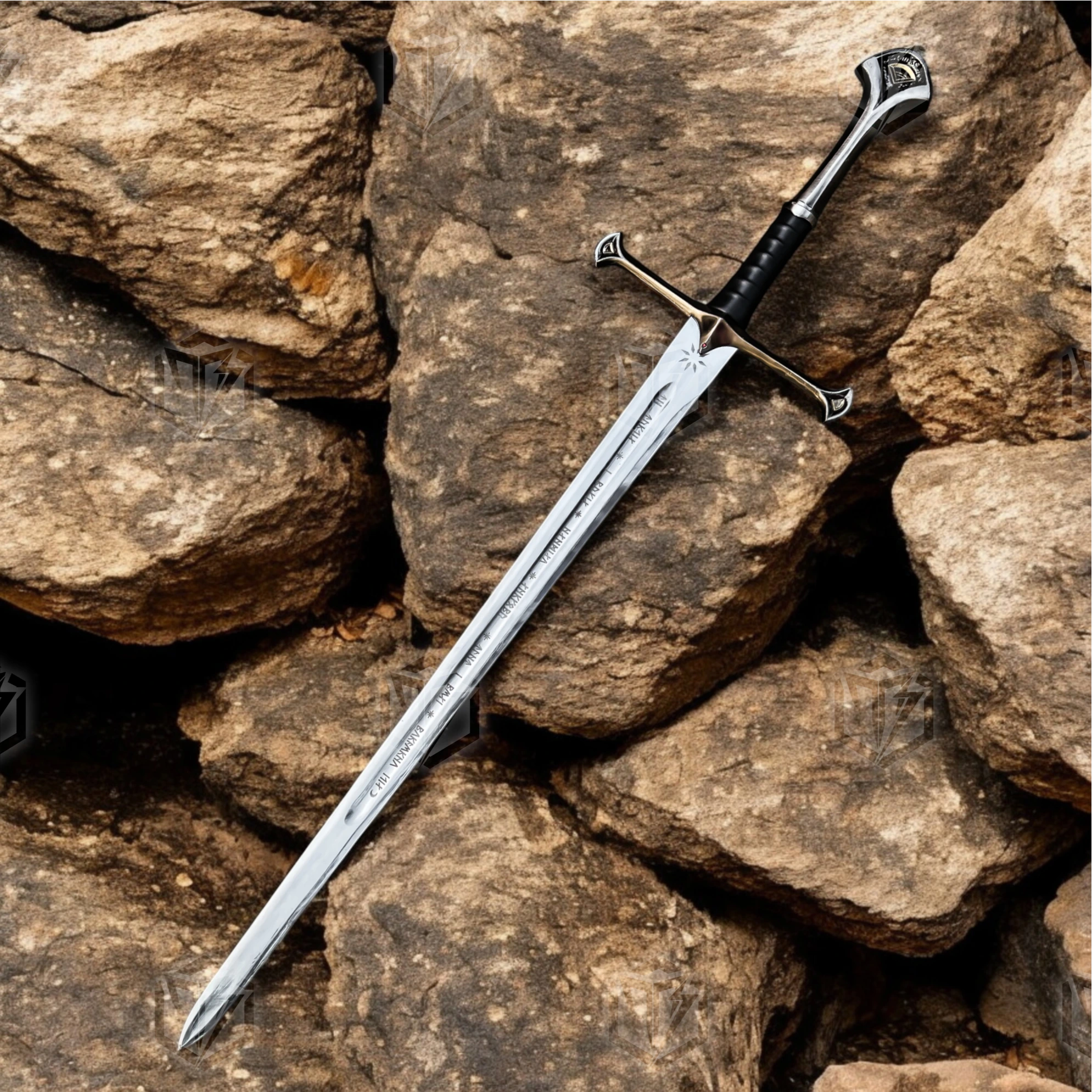 Premium Anduril Narsil Flame of the West Sword Replica LOTR with Cherry Wood Stand