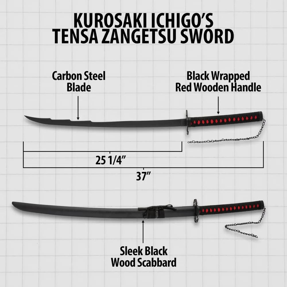 Kurosaki Ichigo Tensa Zangetsu anime sword replica 37 inch