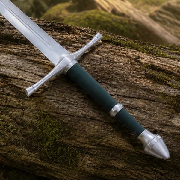 Aragorn Strider Ranger Sword LOTR green display replica with Ranger-inspired fantasy styling and collectible Lord of the Rings decor presentation