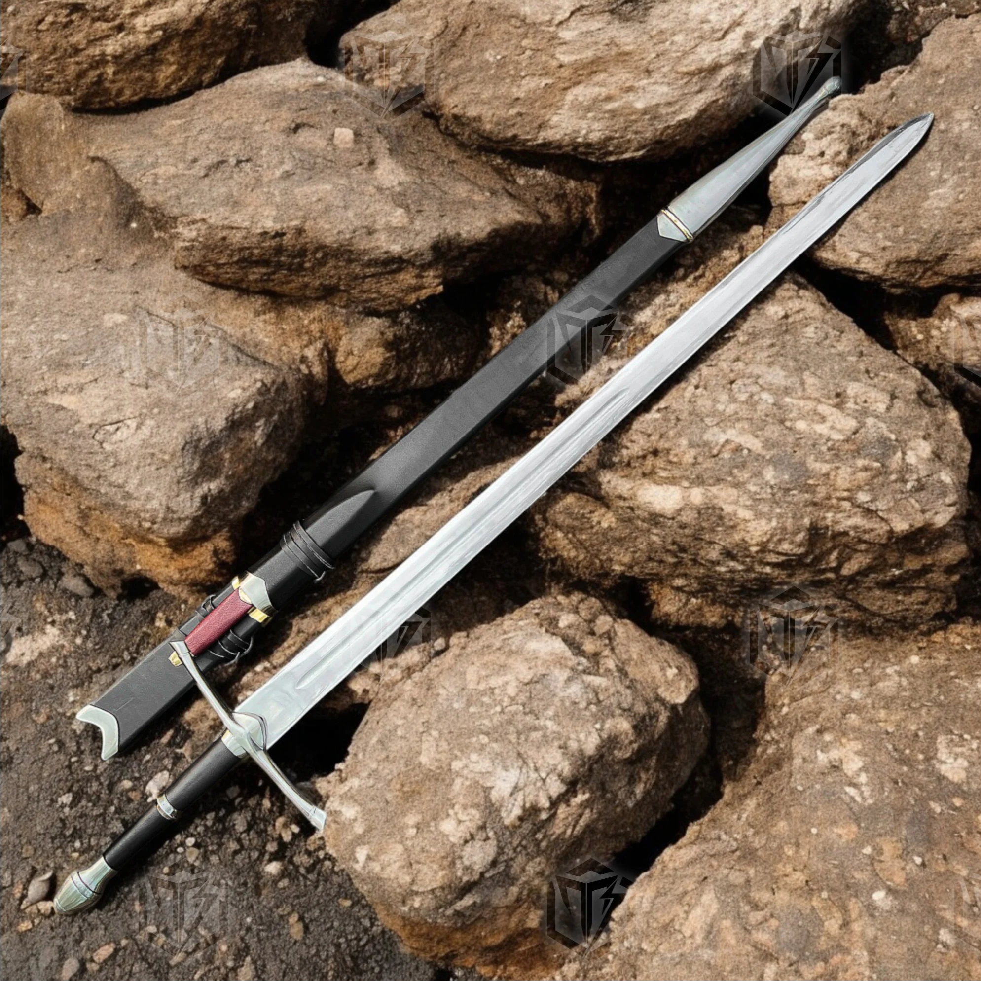 Premium Aragorn’s Strider Legacy Sword Replica LOTR with Oak Stand