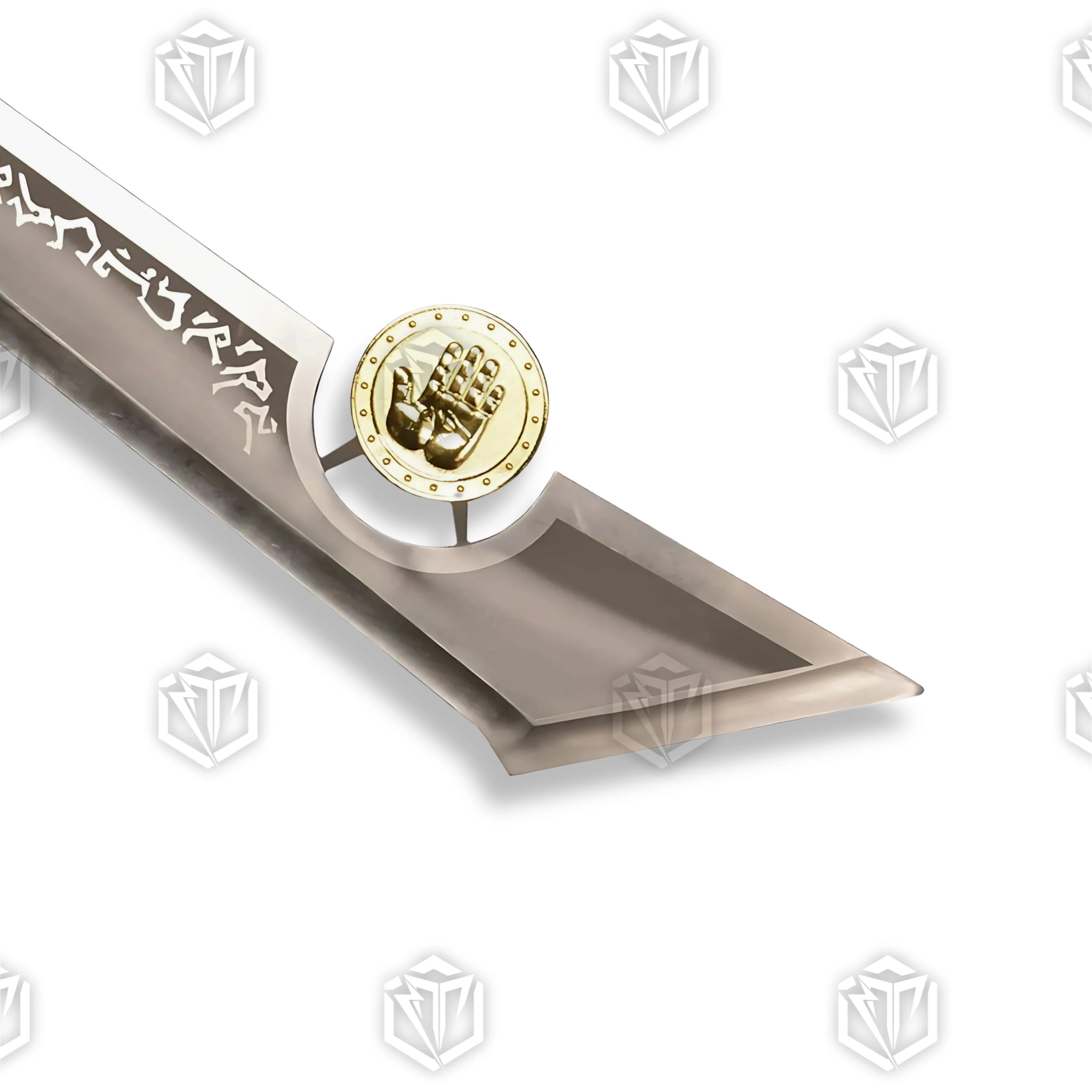 Premium Ashbringer WoW sword replica with runic engravings and display plaque.