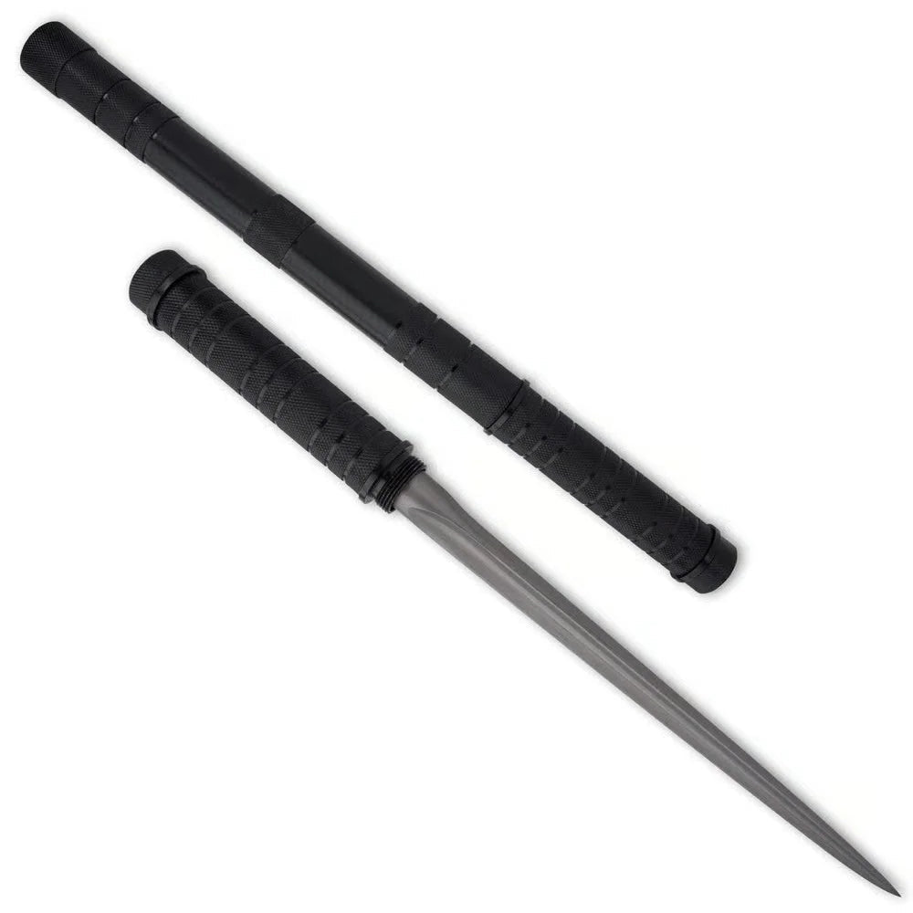 Premium B.M.F. Black Tri-Edged Baton Dagger Black Oxide Finish with stainless steel.