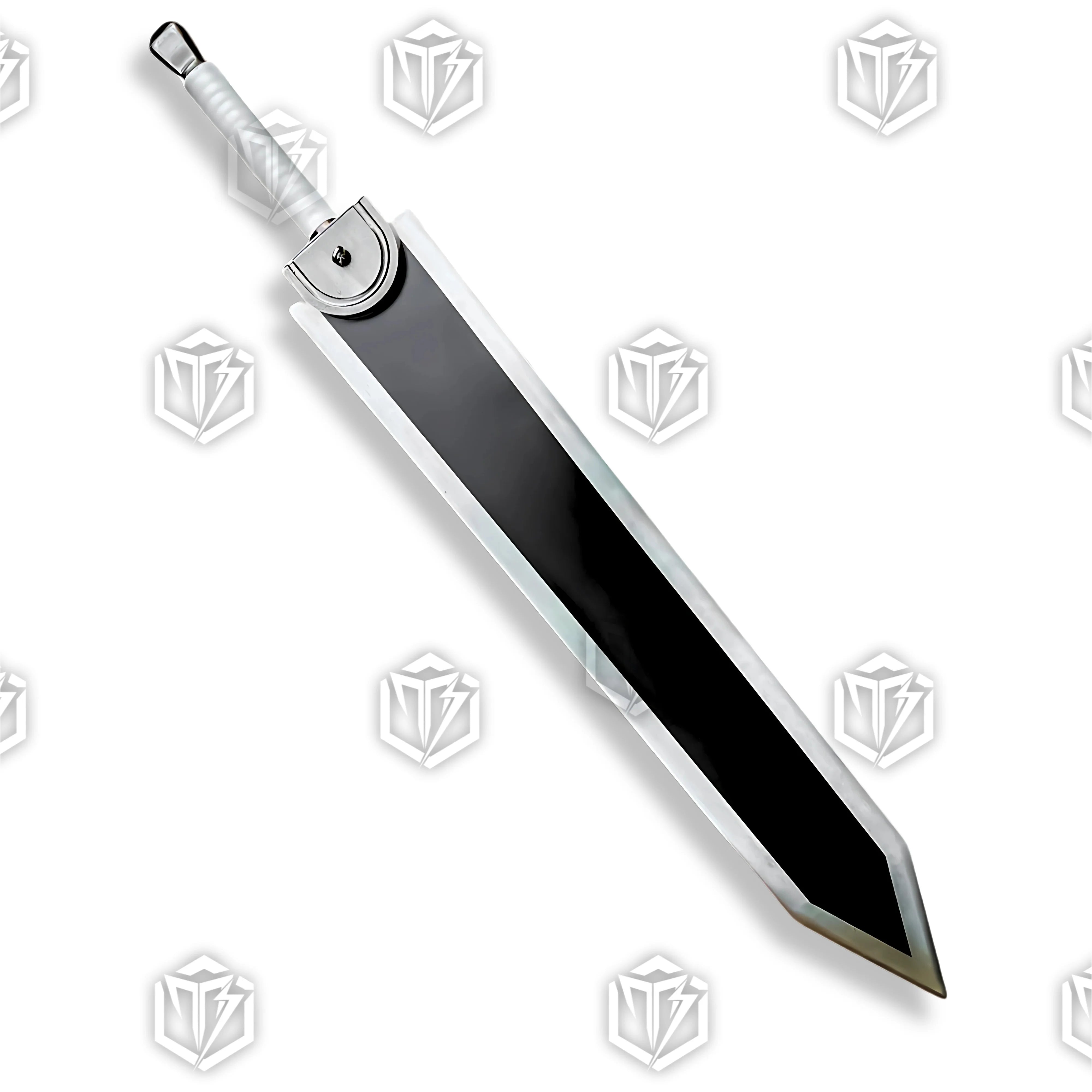 Premium Berserk Guts Dragon Slayer Sword Black Edition Replica on display stand.