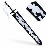 Close-up of Asta Demon Dweller Sword blade – black and silver anti-magic display finish prop replica