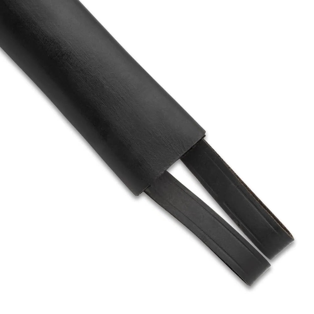 Black training sword scabbard with leather wrap and felt lining for 37.5-inch protection