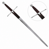 William Wallace Claymore prop replica full length display on mossy rock – Braveheart collectible
