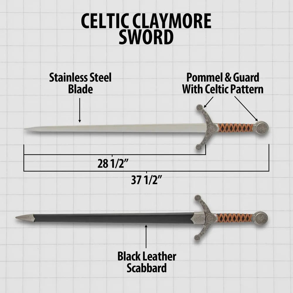 Celtic Claymore sword stainless steel collectible display