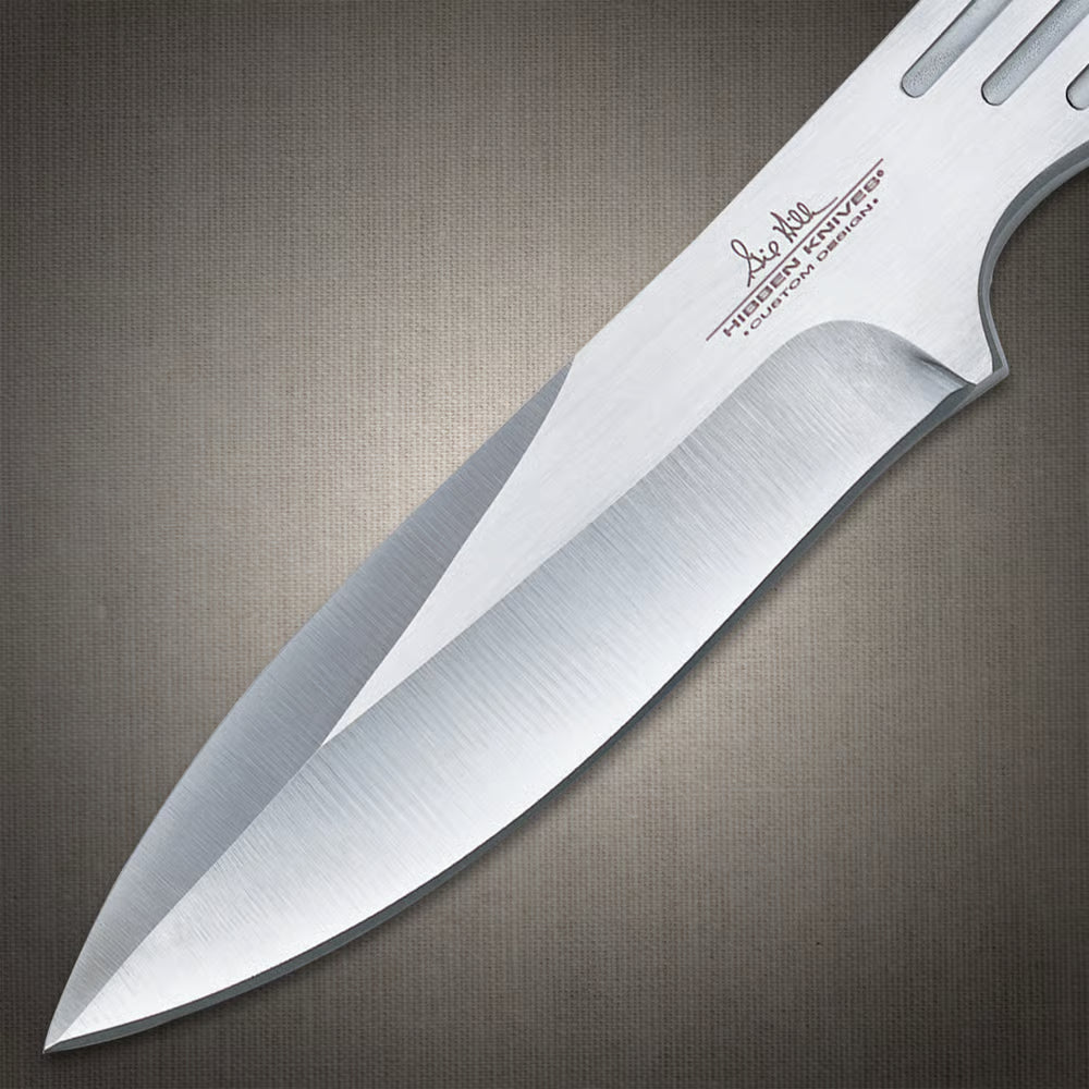 Gil Hibben large triple throwing knife set with stainless steel build and nylon sheath