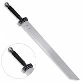 Cloud Strife Buster Sword prop replica handle close-up with decorative guard Final Fantasy VII collectible