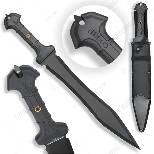 Premium Combat Commander Gladiator Sword Replica with black-coated blade.