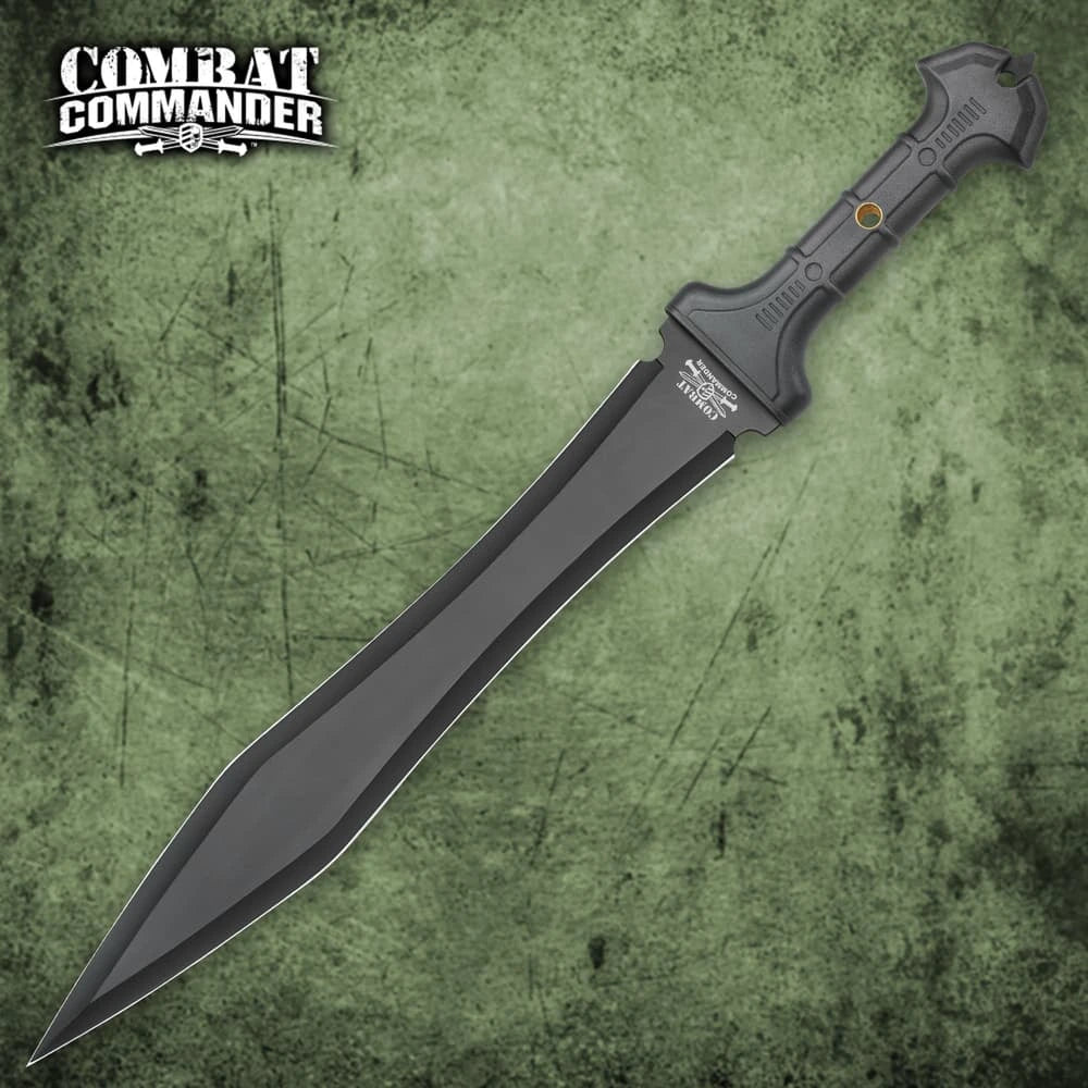 Combat Commander gladiator sword – 60.96cm carbon steel Roman gladius with 42.23cm sharpened blade, TPR rubber grip & brass guard | Premium Pompeii gladius replica for cosplay and reenactment