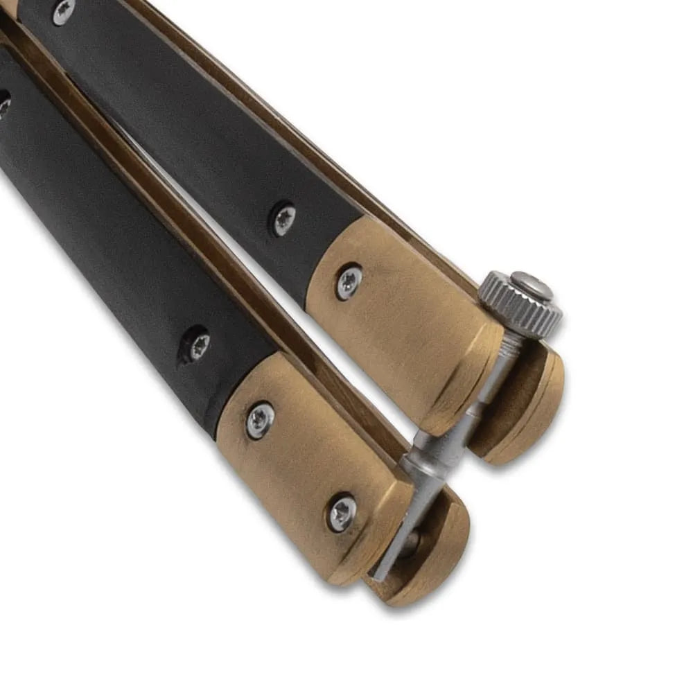 Golden Tempest Damascus butterfly knife collectible