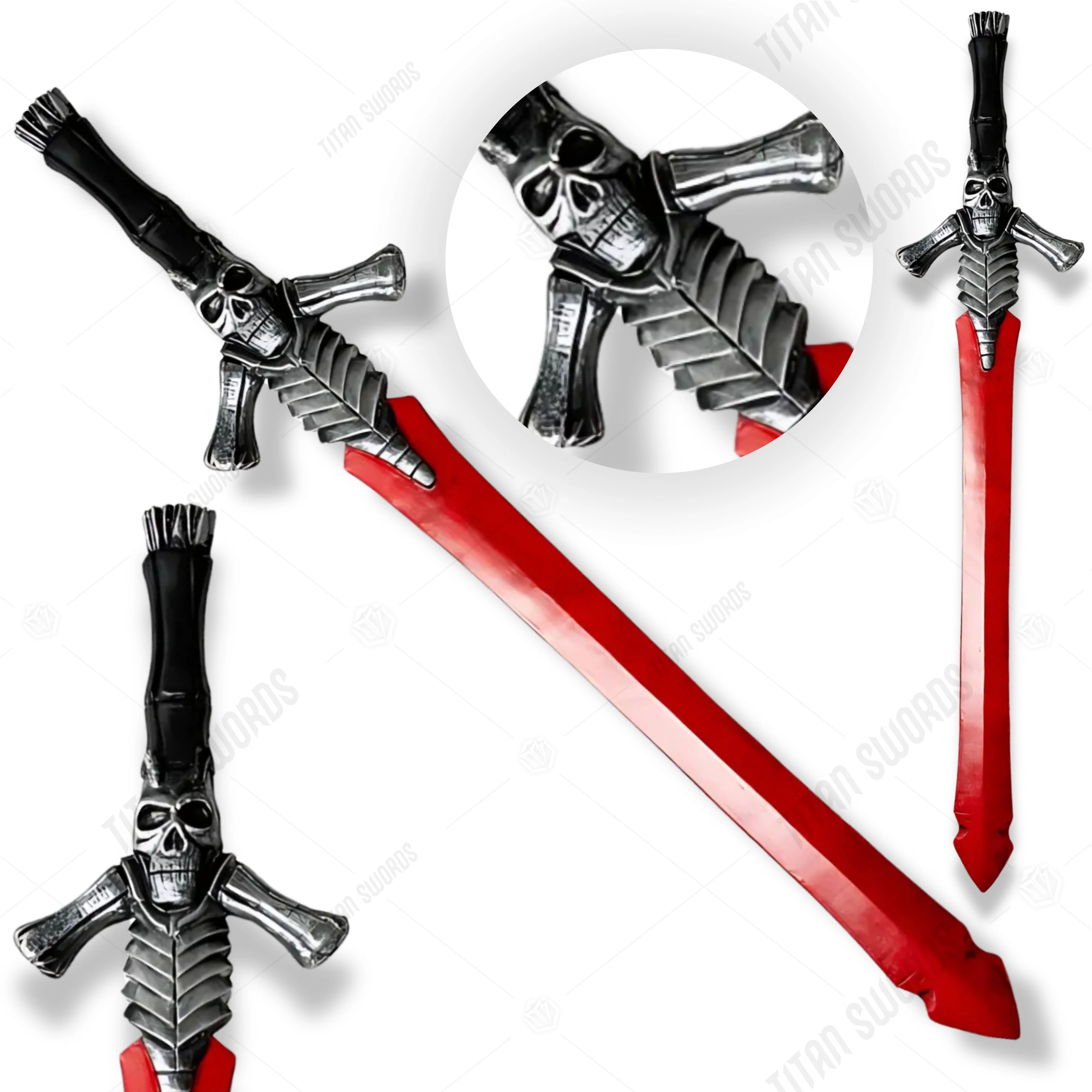 Premium Dante Red Rebellion Foam Sword Replica with demonic engravings.