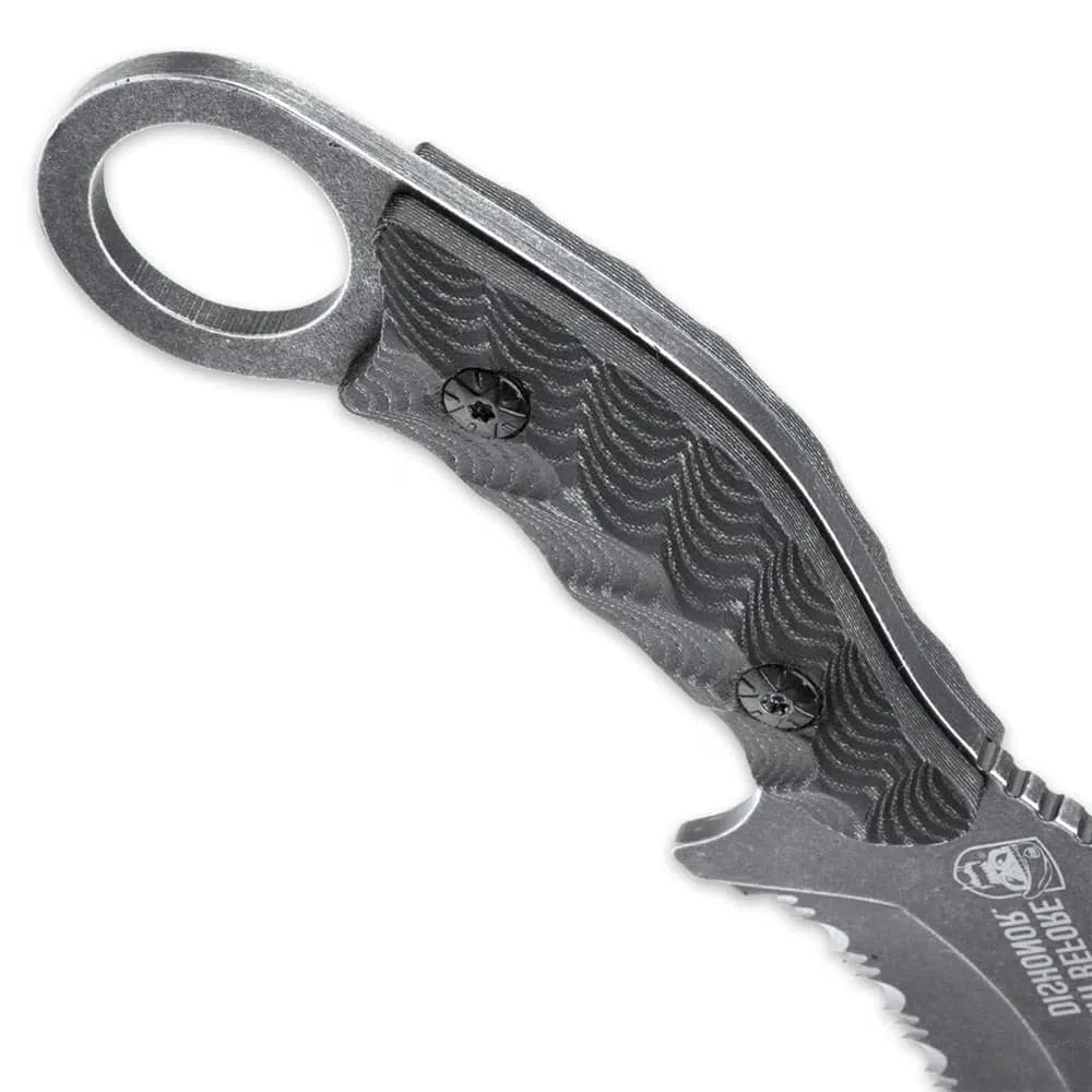 Elite Death Before Dishonor Micarta Karambit open view