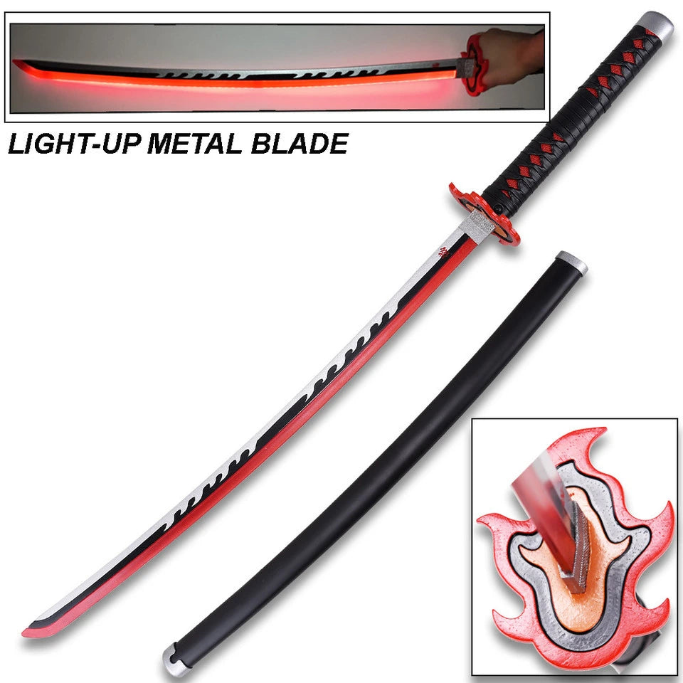 Tanjiro Kamado LED Black Nichirin Sword prop replica from Demon Slayer display collectible