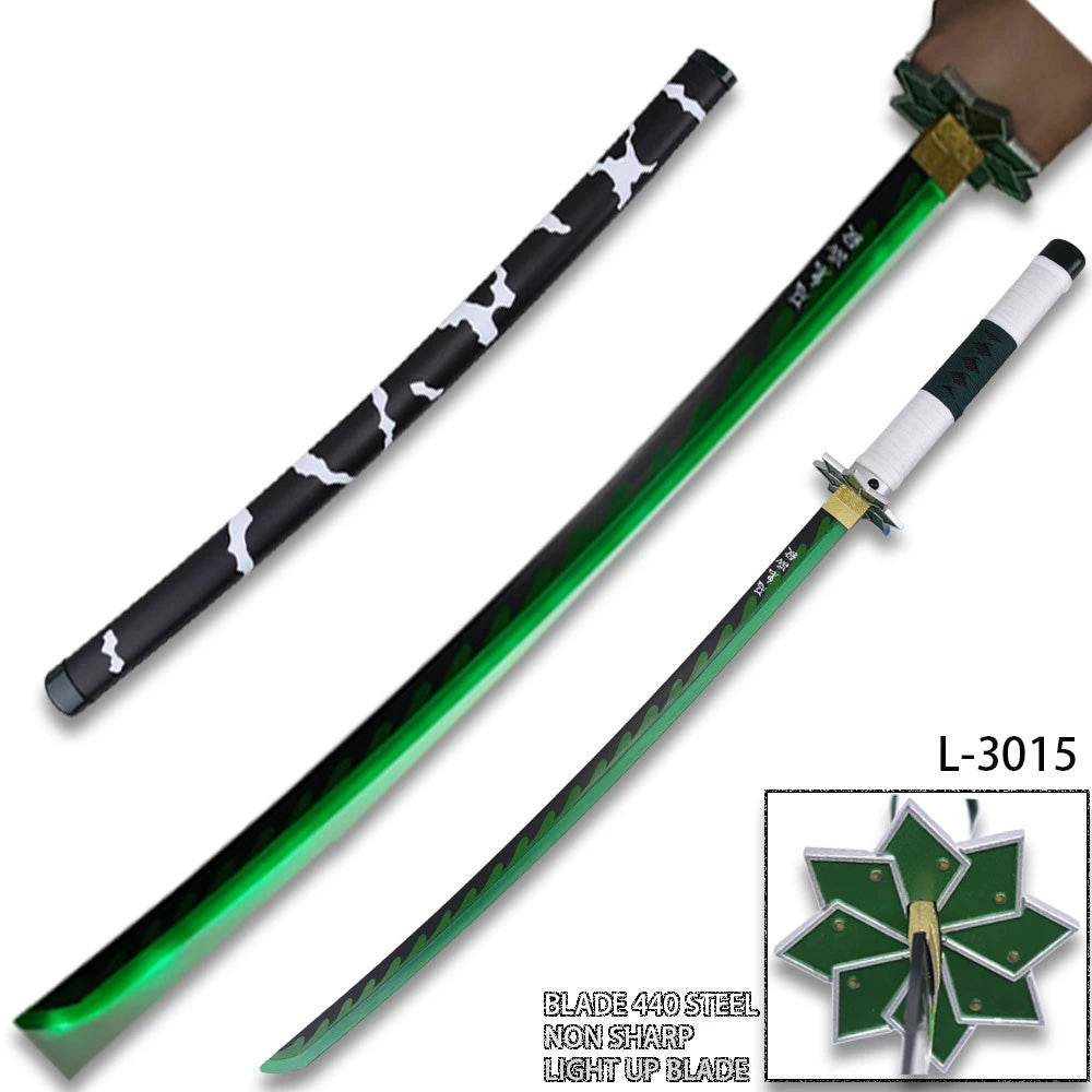 Sanemi Shinazugawa Green Nichirin Sword Demon Slayer display collectible with decorative scabbard
