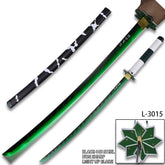 Sanemi Shinazugawa Green Nichirin Sword Demon Slayer display collectible with decorative scabbard