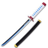 Full-length Demon Slayer Zisu Nichirin display collectible showcasing elegant anime-inspired styling, premium display finish, detailed wrapped handle, matching wood scabbard, and presentation-ready craftsmanship for dedicated anime collectors.