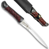 Dune Crysknife display collectible inspired by the legendary Fremen featuring premium stainless steel construction, curved decorative blade, textured handle, matching decorative sheath, and collector-quality craftsmanship for science fiction fans, cosplay displays, and movie collections.