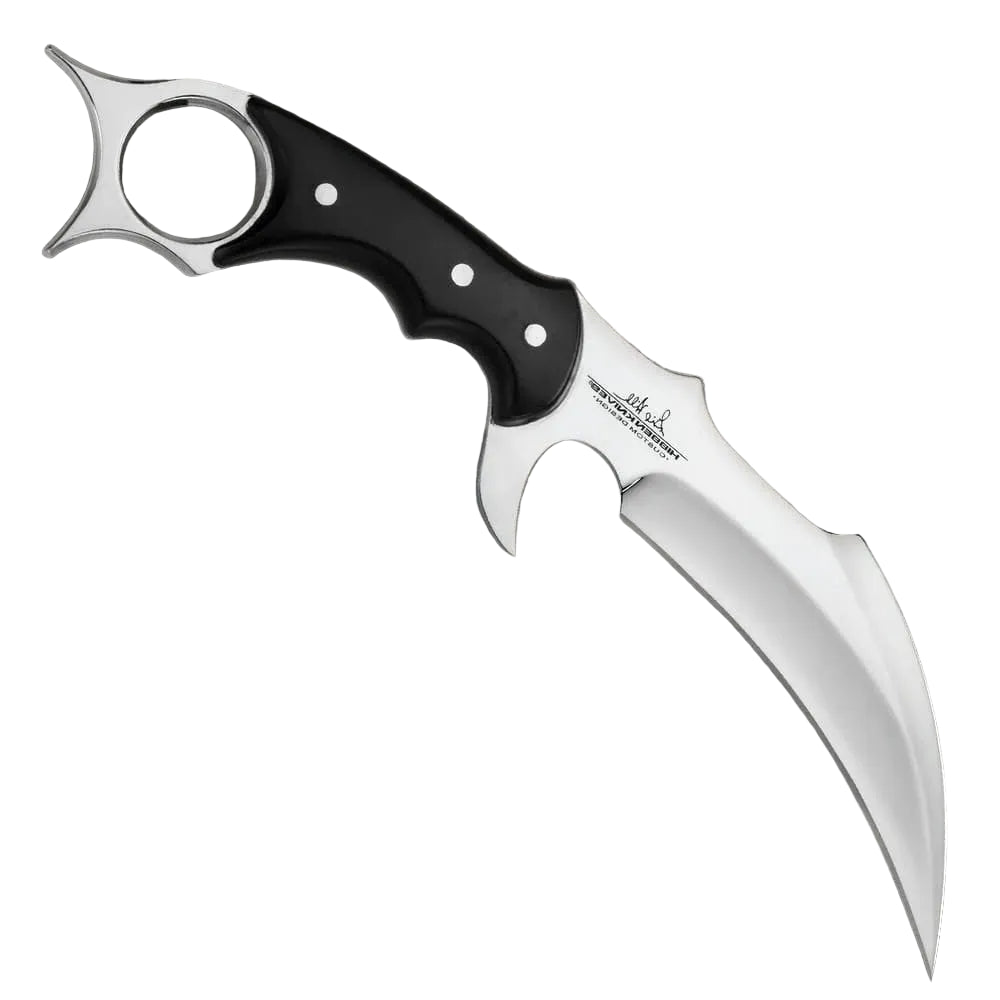 Elite Gil Hibben High Polish Karambit full view with sheath