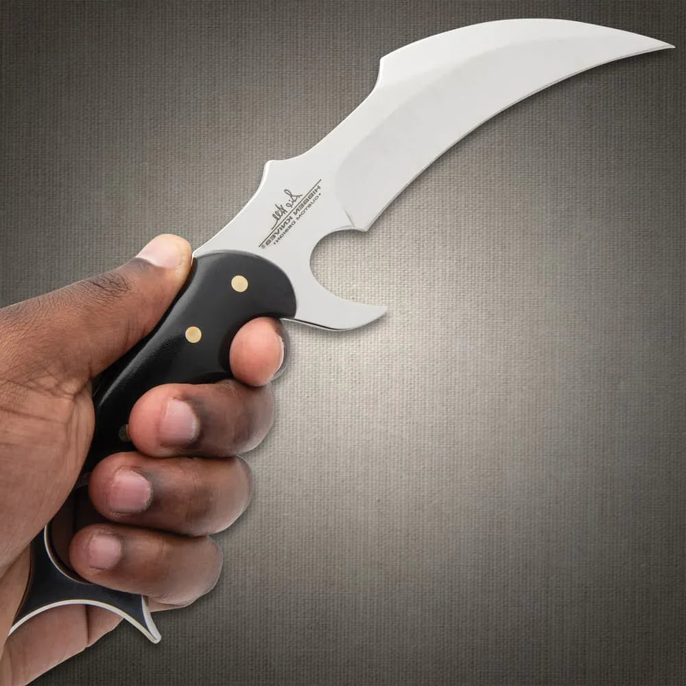 Elite Gil Hibben High Polish Karambit full view with sheath