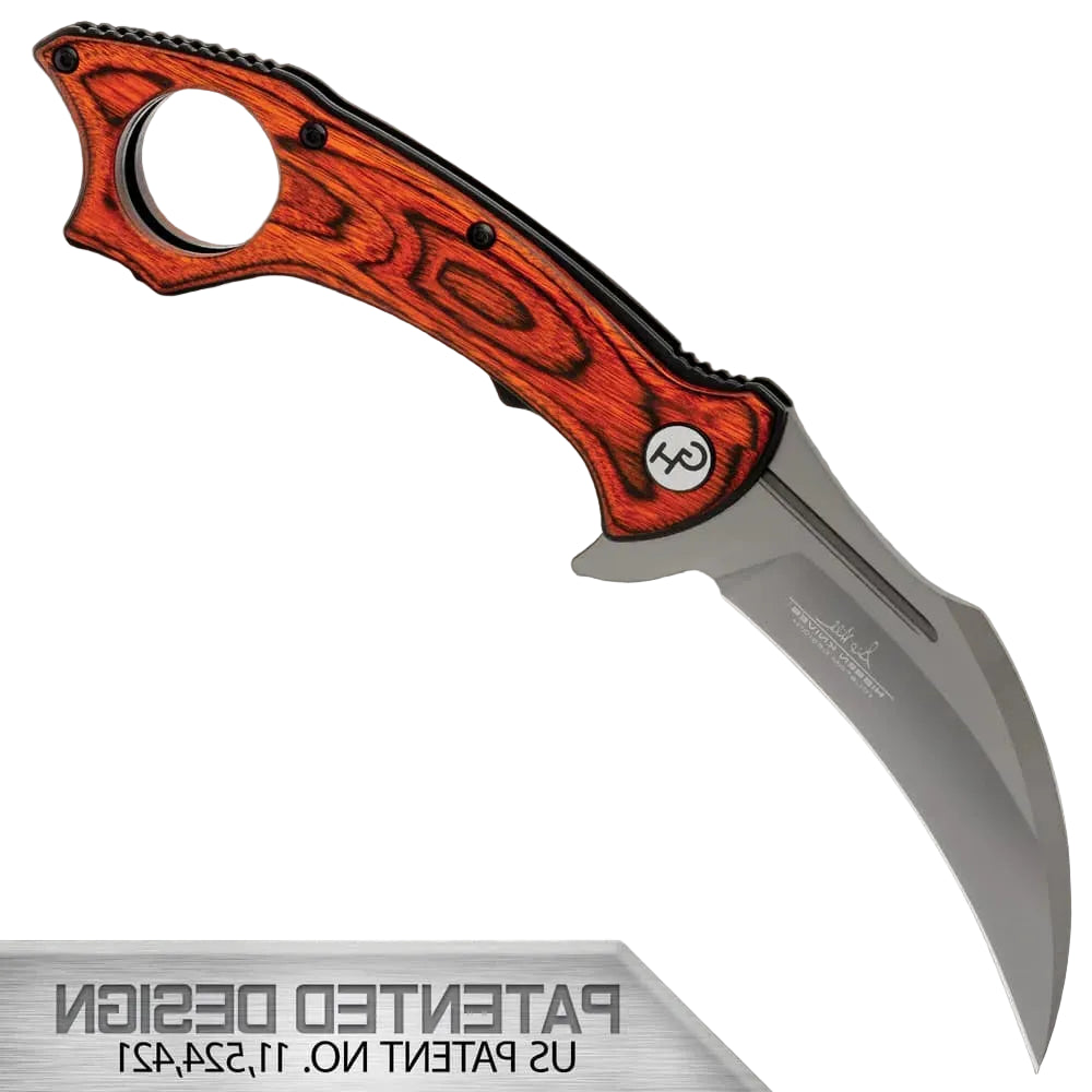 Elite Hibben Warbird folding karambit deployed view