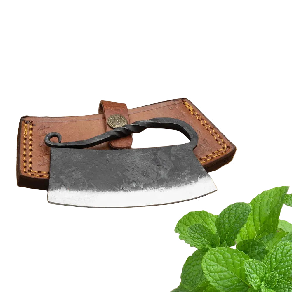 Ironsmith Co Ulu knife twisted curved handle detail