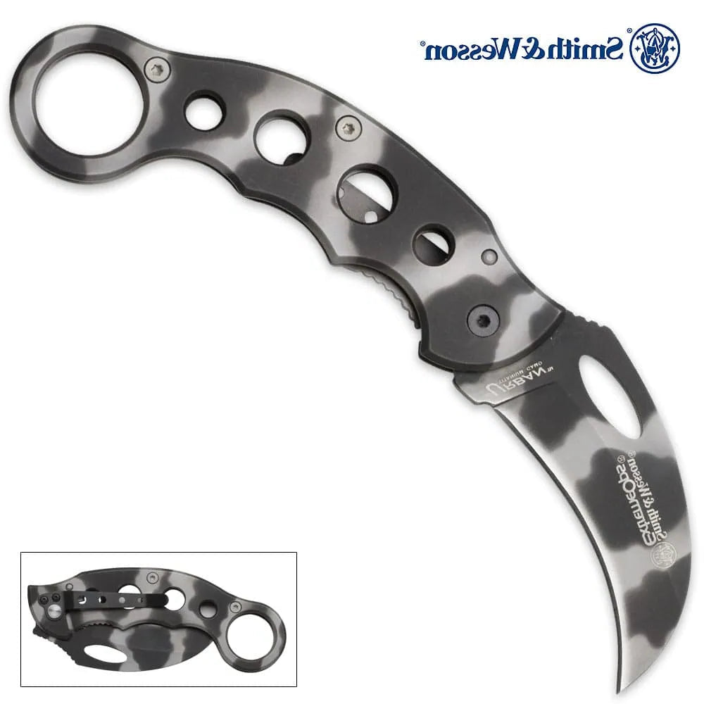 Elite USMC Scorching Sands hawkbill knife open view