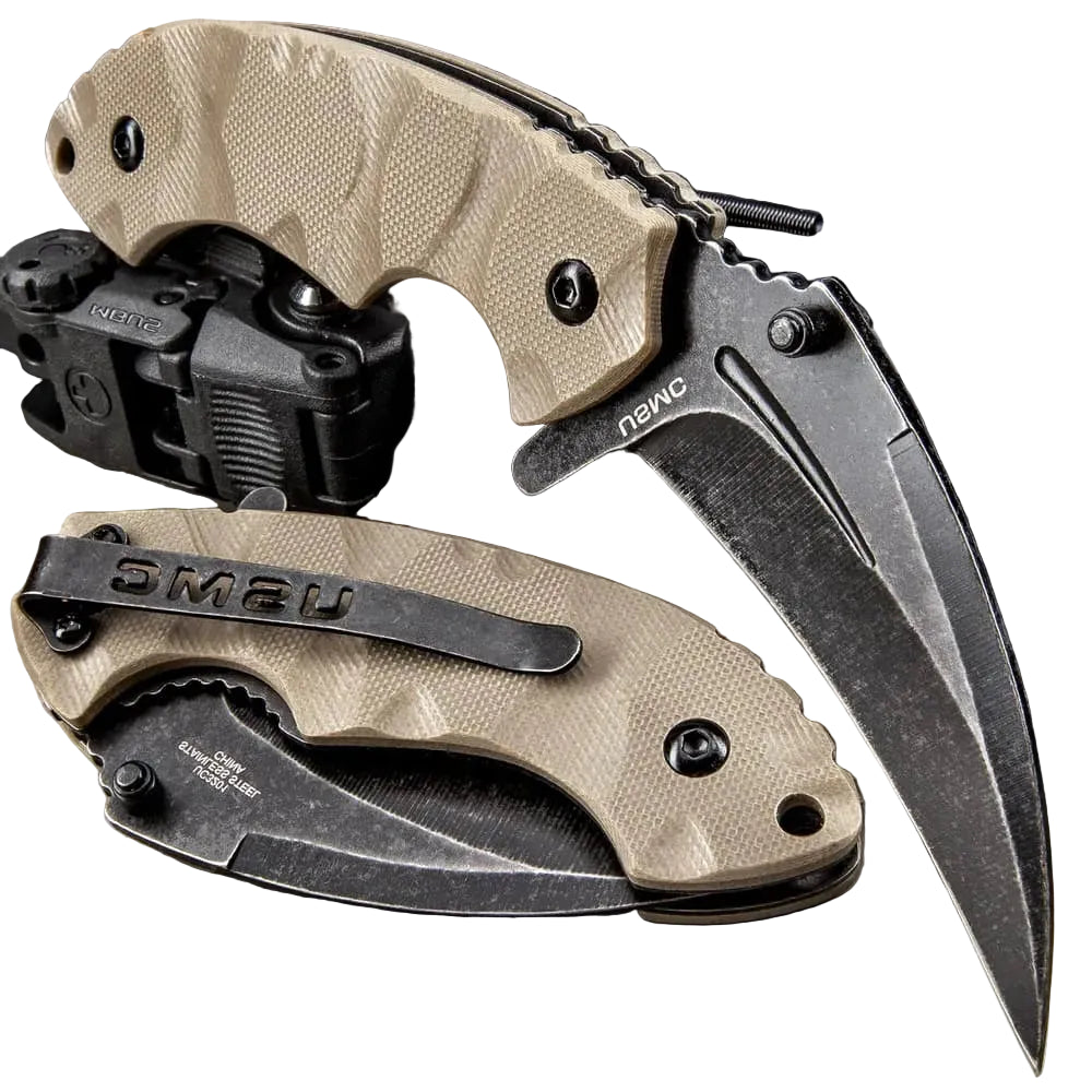 Elite USMC Scorching Sands hawkbill knife open view