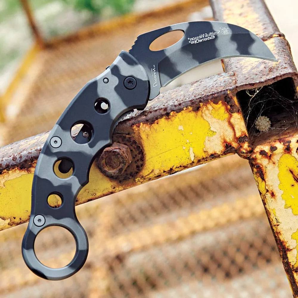 Elite USMC Scorching Sands hawkbill knife open view