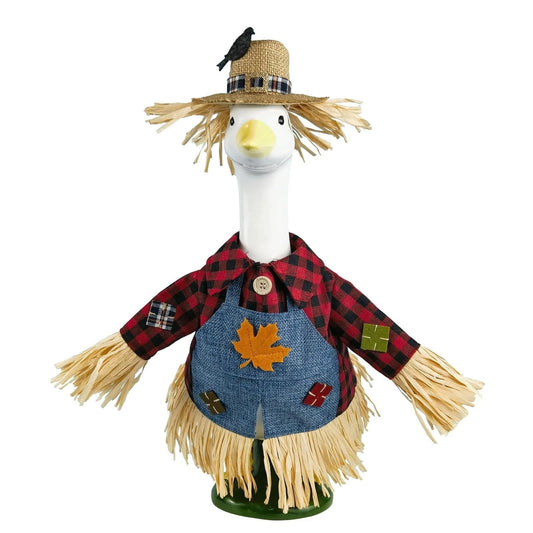 Fall Scarecrow Porch Goose Outfit, Autumn Goose Costume for 23 Inch Lawn Statue Decor Titan Swords