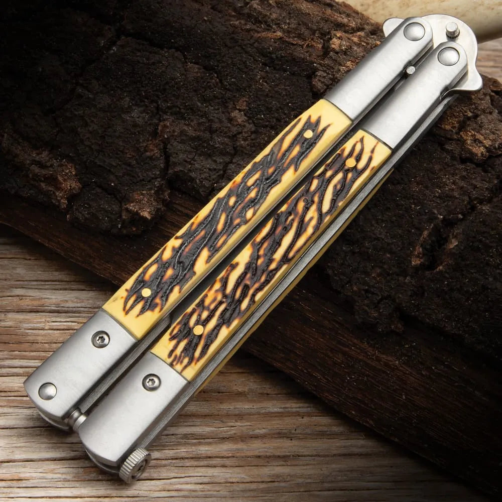 FauxStag precision butterfly knife collectible display