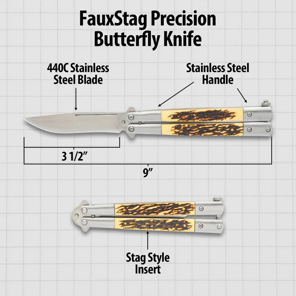 FauxStag precision butterfly knife collectible display