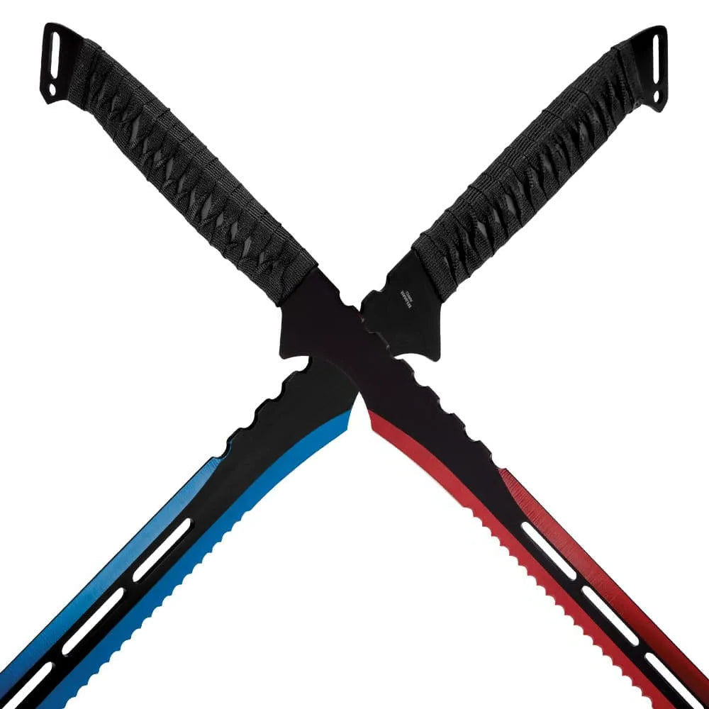 Fire and Ice twin fantasy swords with 19.5-inch stainless blades and nylon sheath for reenactment