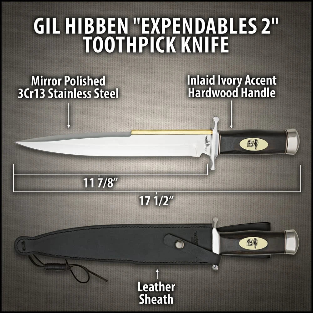 Gil Hibben "Expendables 2" Toothpick Knife & Leather Sheath