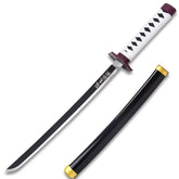 Close-up of the Giyu Tomioka Water Nichirin display collectible highlighting the character-inspired wrapped handle, decorative hexagonal guard, premium display finish, refined craftsmanship, and anime-inspired styling for Demon Slayer fans and collectors.