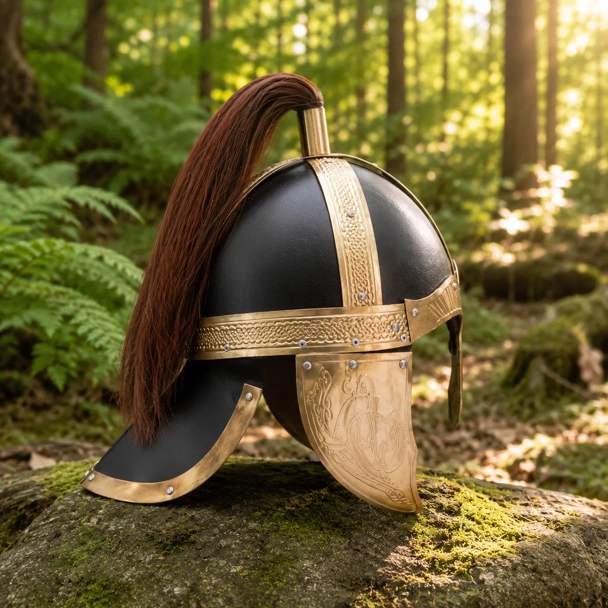Roman warrior helmet decorative collectible – Gladiator franchise display piece side angle