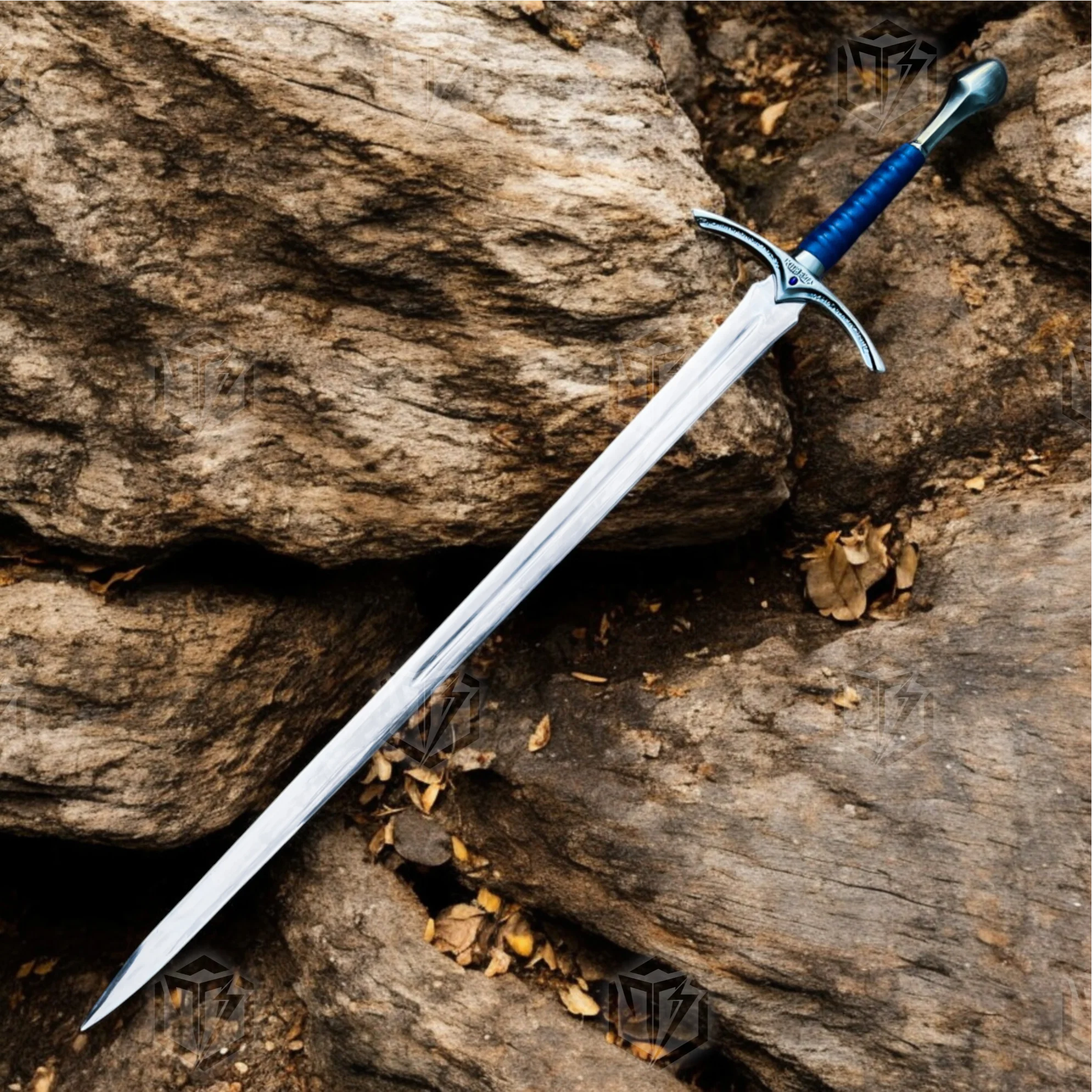 Premium Glamdring Gandalf’s Elven Might Sword Replica LOTR with Rosewood Stand