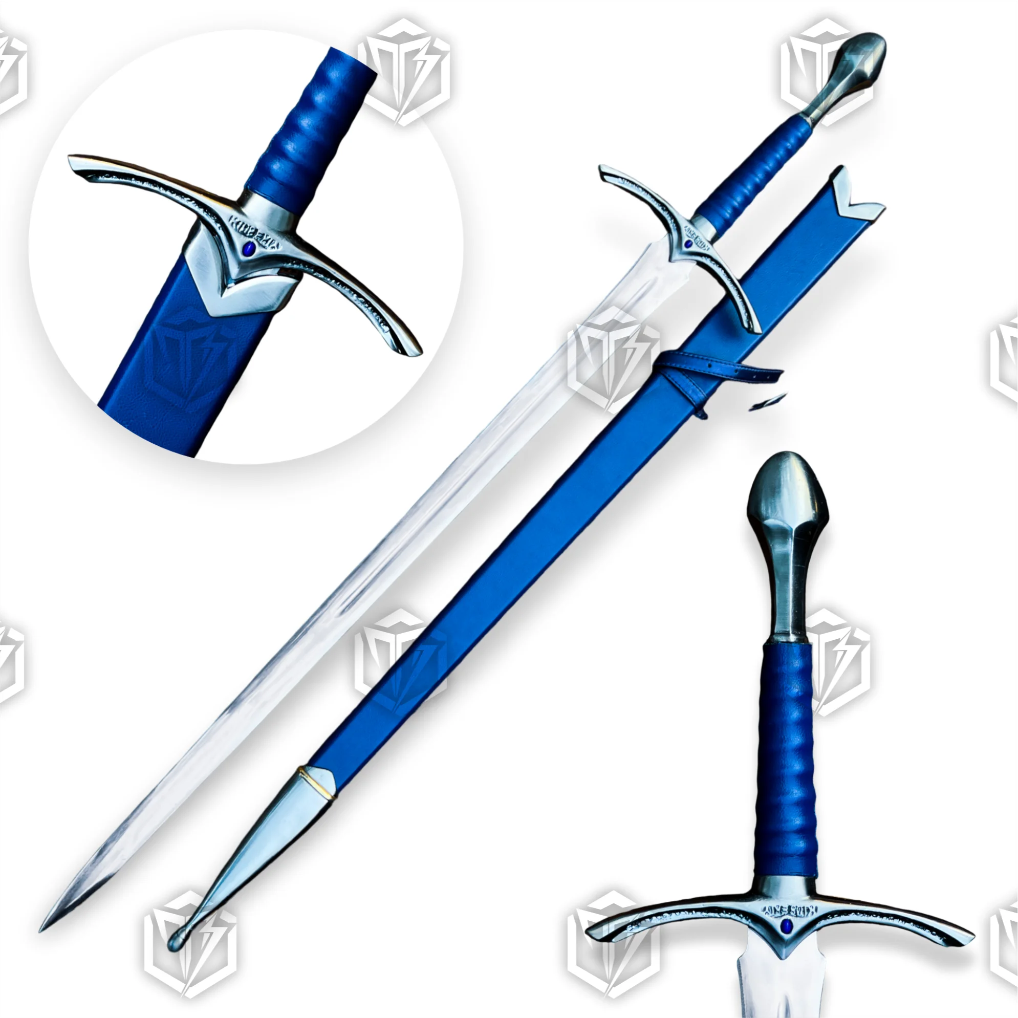 Premium Glamdring Gandalf’s Elven Might Sword Replica LOTR with Rosewood Stand