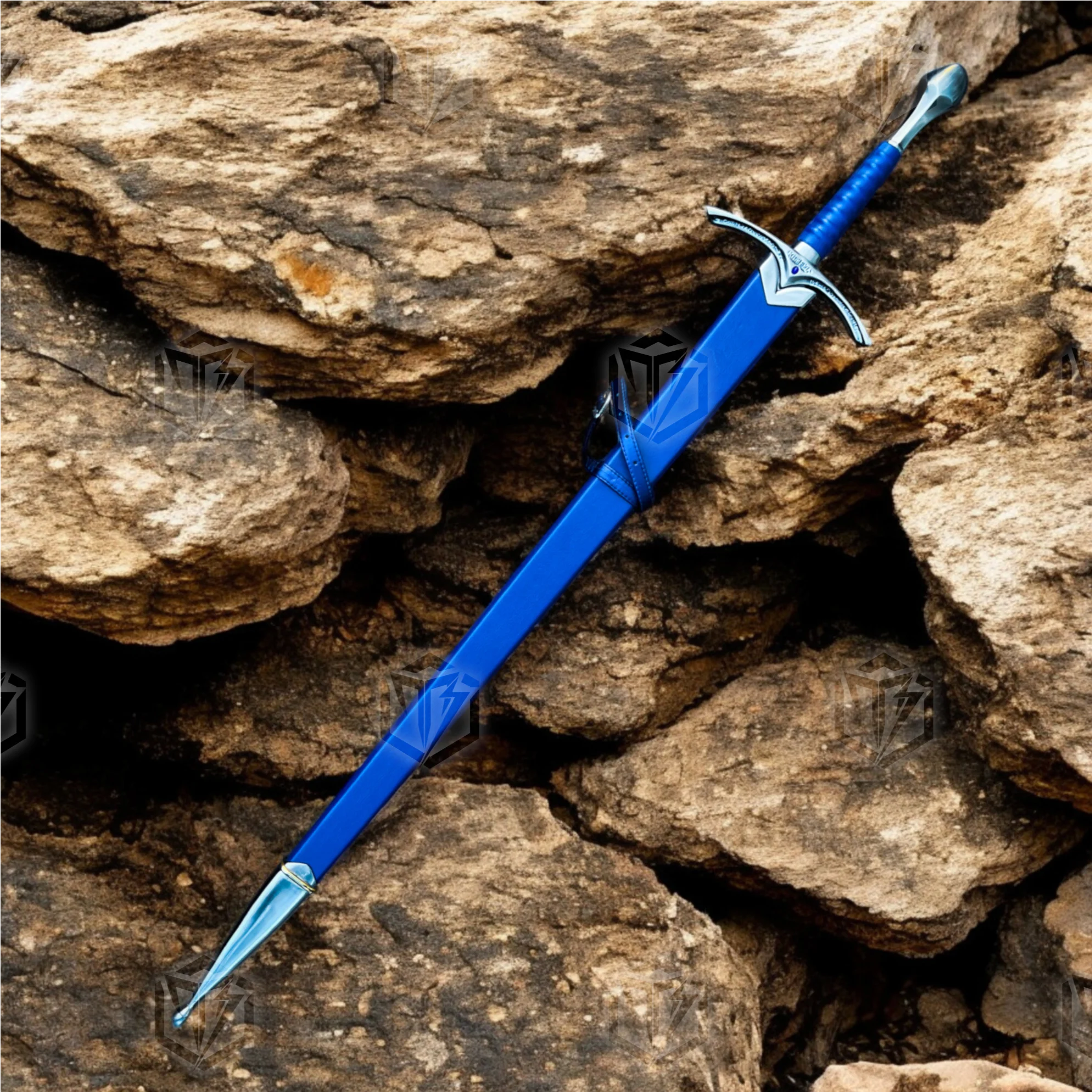 Premium Glamdring Gandalf’s Elven Might Sword Replica LOTR with Rosewood Stand